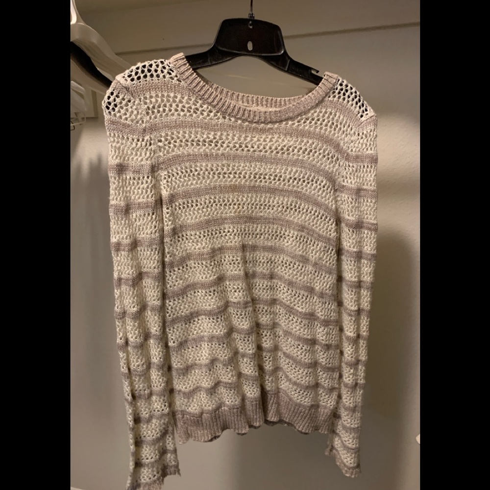 Medium Xhilaration knitted beige striped pull over sweater